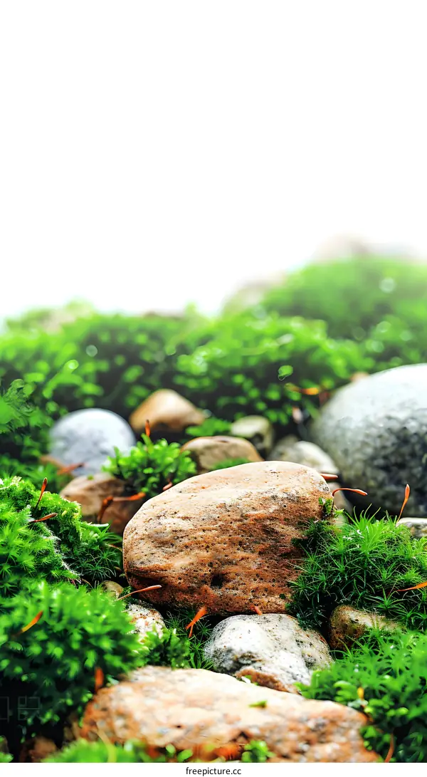 Close Up View of Moss and Rocks