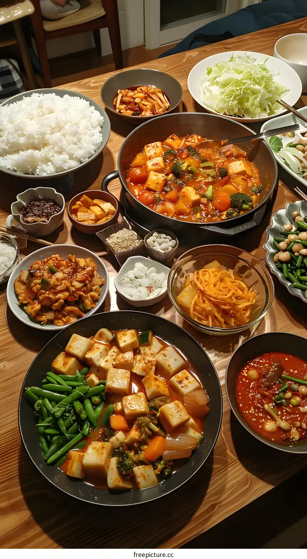 Korean Food Feast on Table