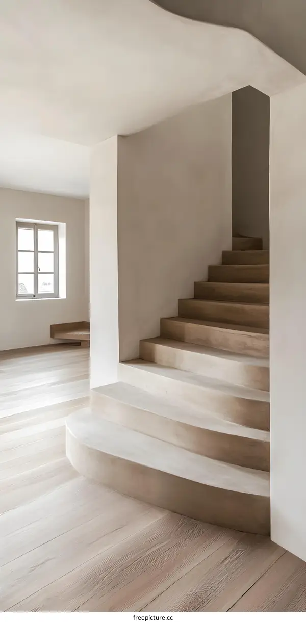 Minimalist Interior Design with Wooden Stairs