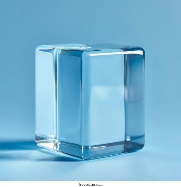 glass cube on blue background