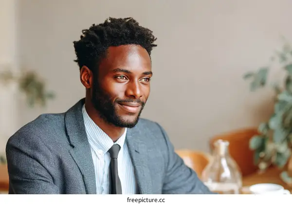 African Businessman in Cafe