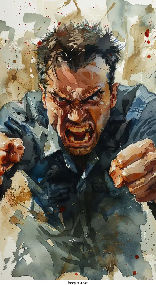 man face closeup screaming