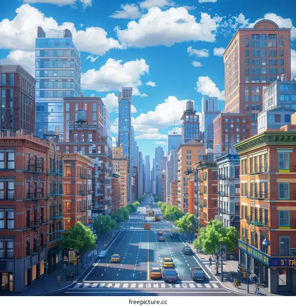 Cityscape Illustration of a Sunny Day