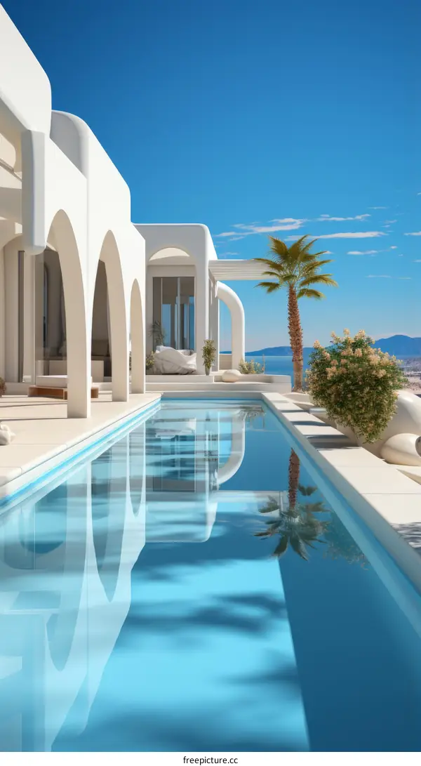 Modern villa with swimming pool and sea view