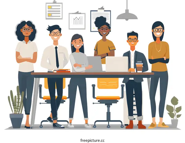 Diverse Team of Professionals Working Together in Office Setting