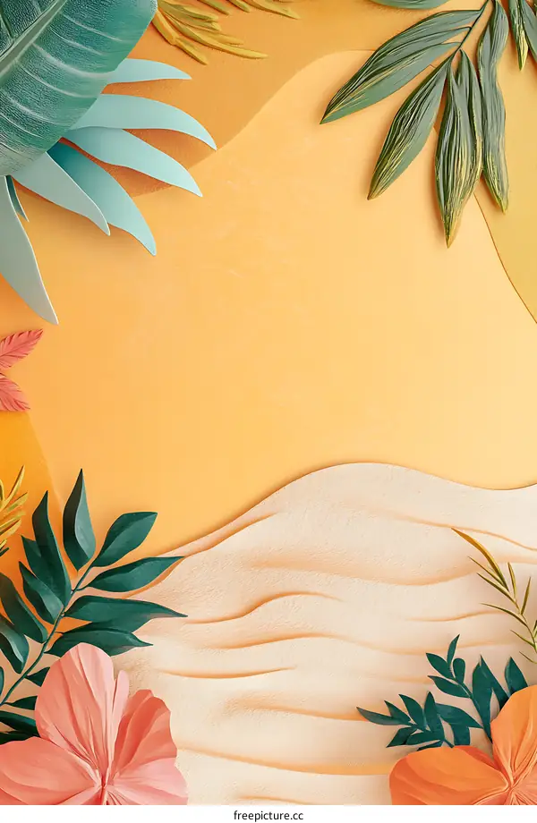 Tropical Leaves Paper Cutout Background