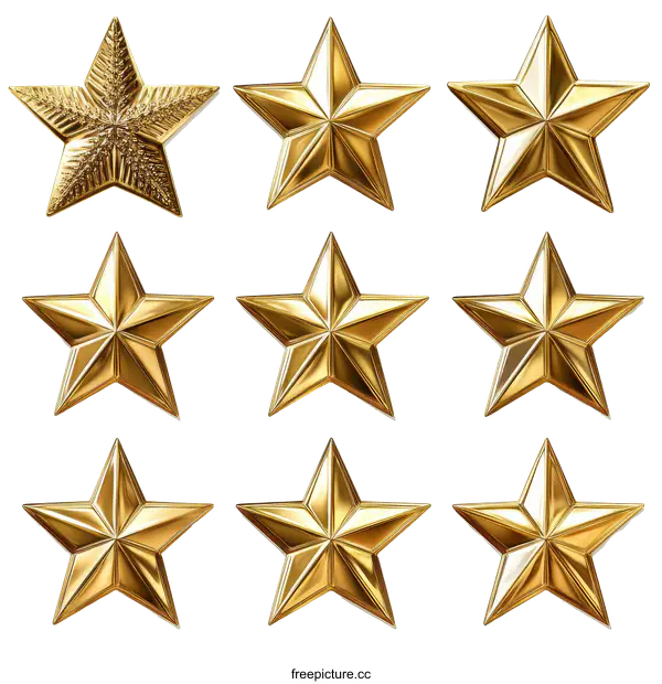[Transparent Background PNG]Golden Stars Collection Design
