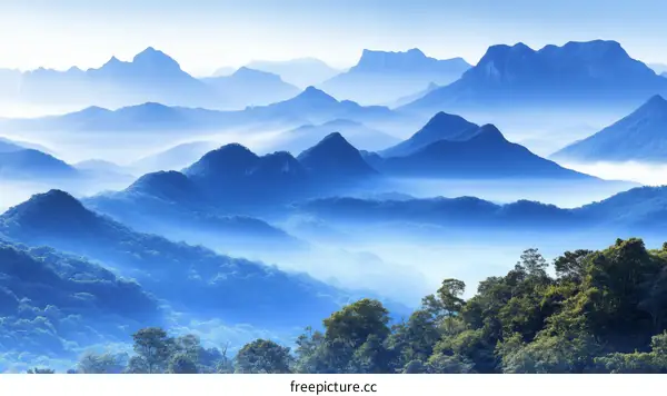Misty Mountainscape Landscape