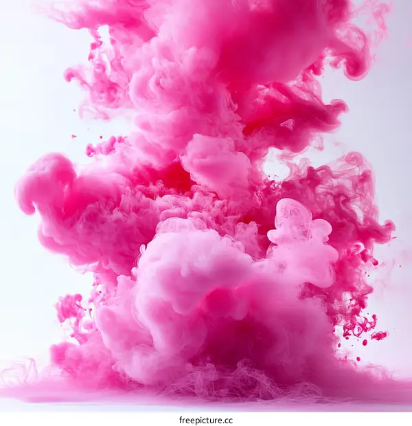 Abstract Pink Ink Cloud in White Background