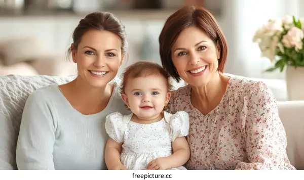 Happy Family Portrait with Mother, Daughter and Granddaughter