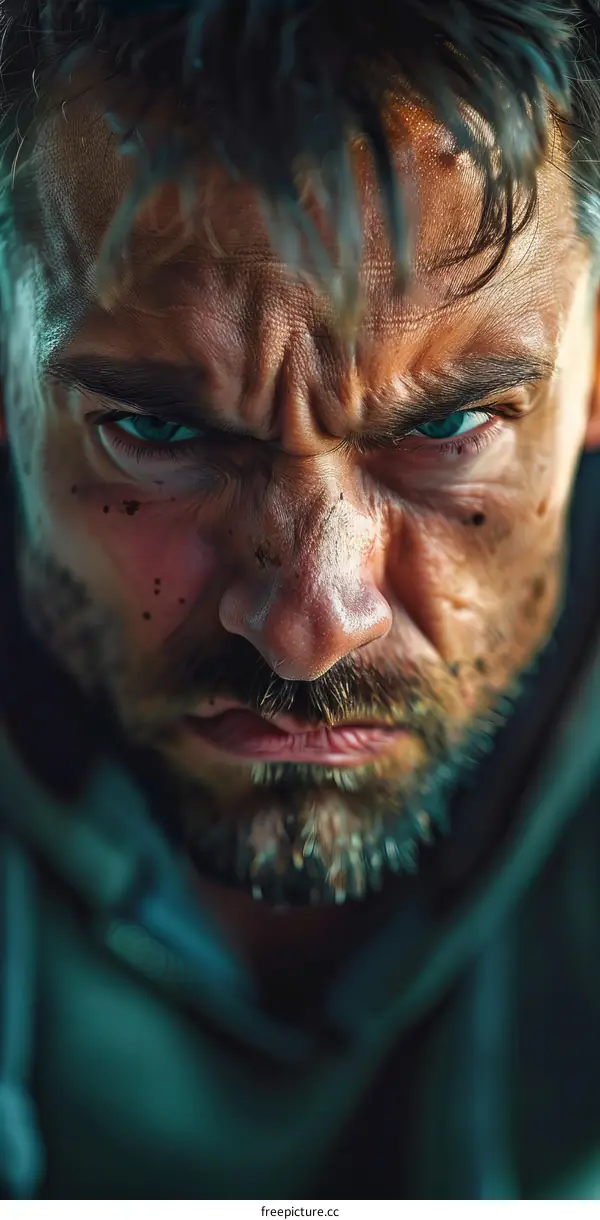Close-up Angry Man Portrait