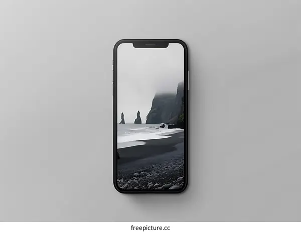 Black Sand Beach Smartphone Mockup