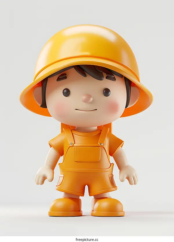 3D rendering of a cute construction worker