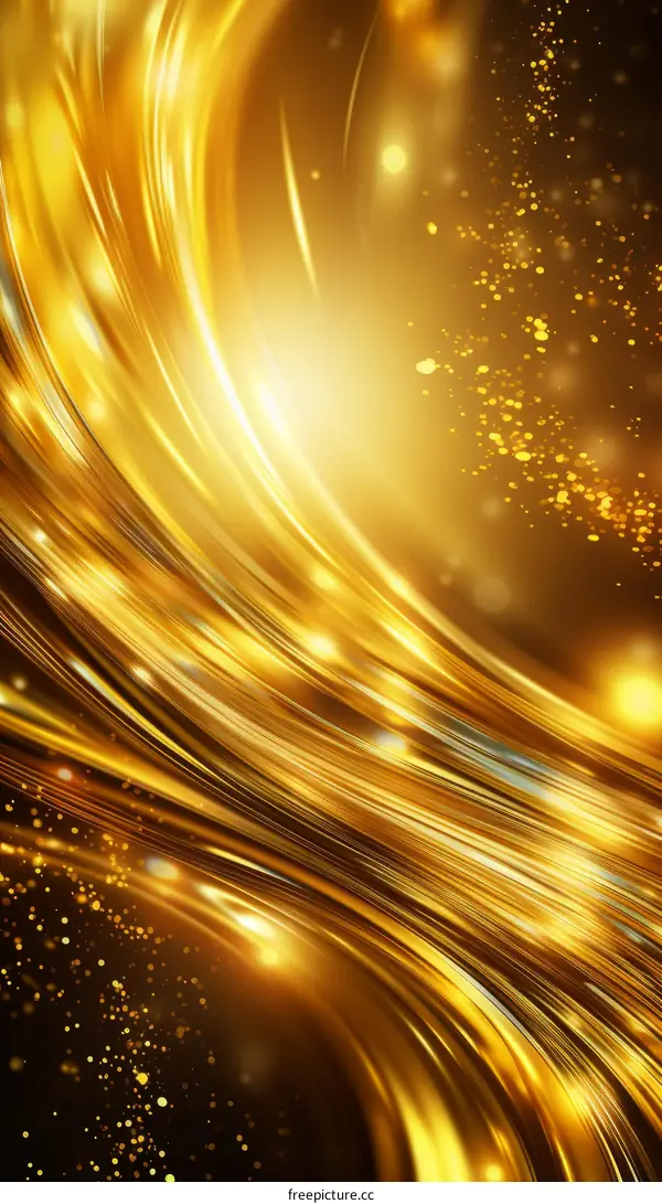 Golden abstract background with smooth wavy lines