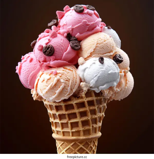 Delicious Ice Cream Cone with Multi Colors