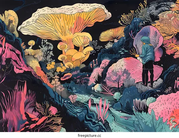 Person Standing In A Magical Forest