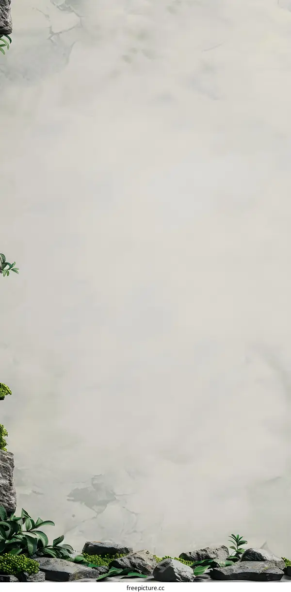 Gray Stone Wall With Green Plants