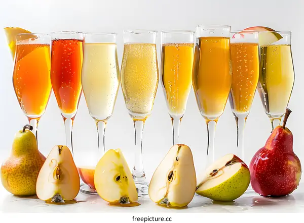 Apple Cider Champagne Glasses with Pears