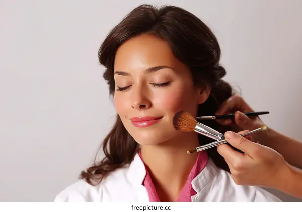 Professional Makeup Application on a Beautiful Woman