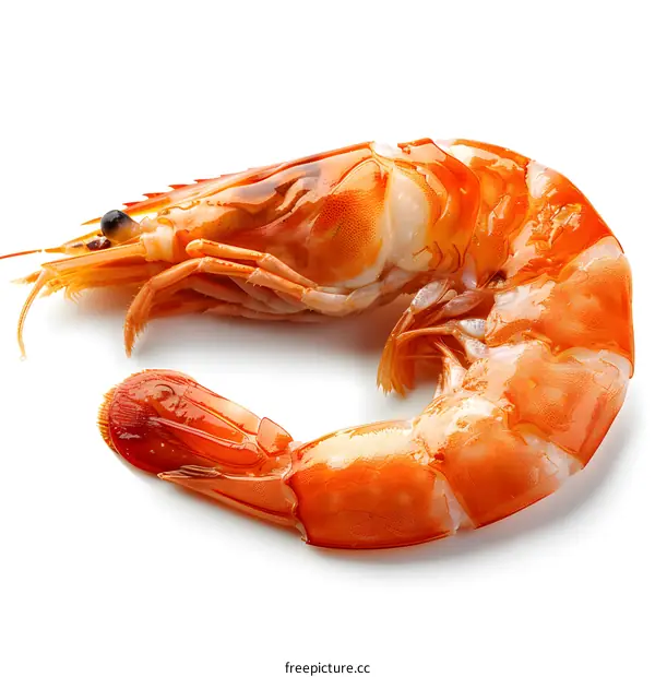 A delicious cooked prawn isolated on white background
