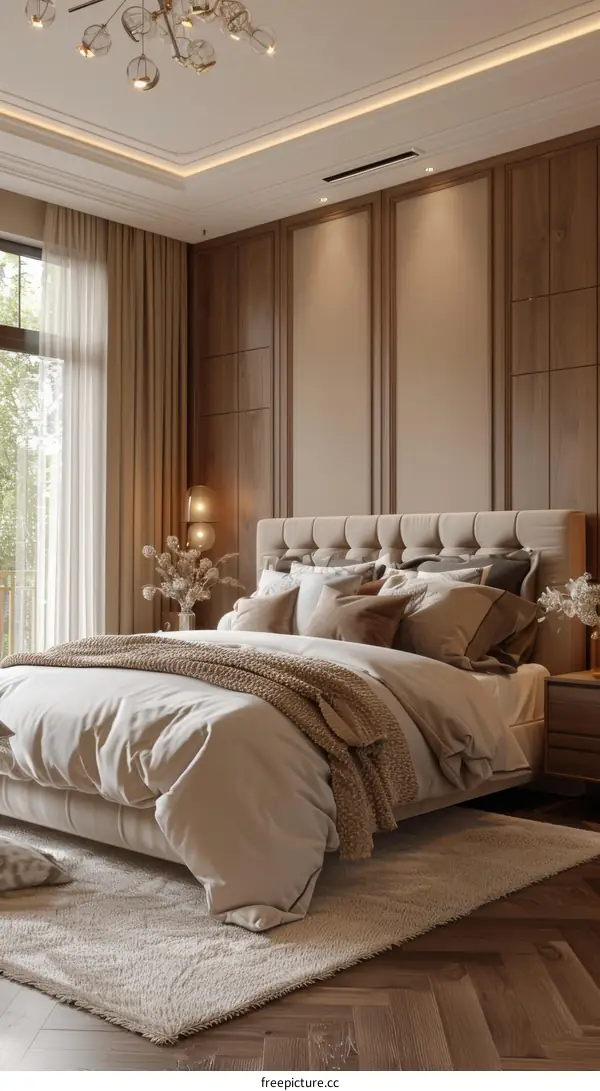 Modern cozy bedroom interior design