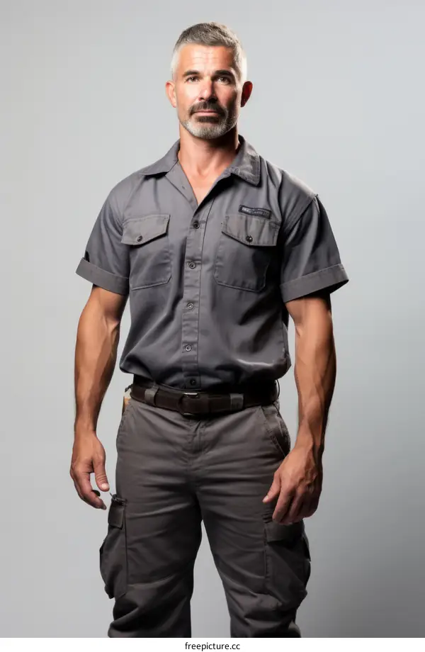 Handsome muscular man in work clothes