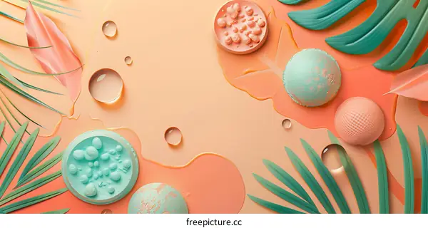 Abstract Tropical Summer Background with Green and Orange Colors