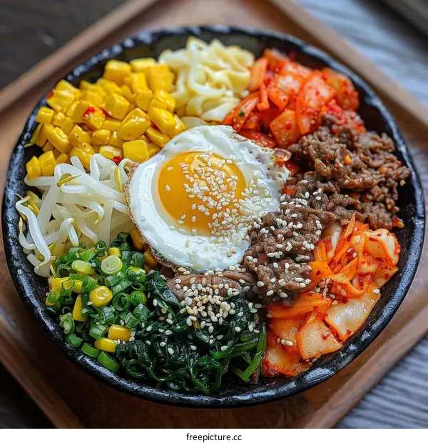 Mouthwatering Korean Bibimbap Rice Bowl with Egg