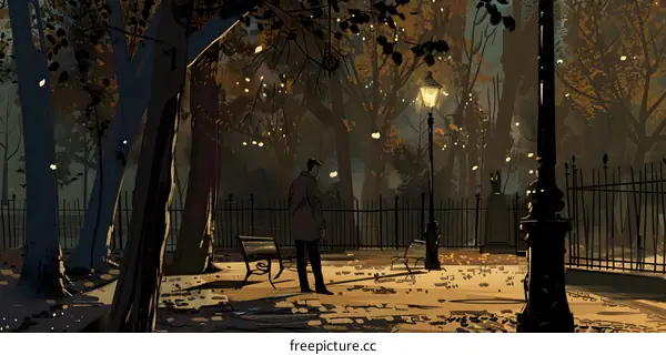 Man Standing in a Park at Dusk