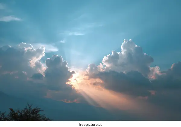 Dramatic Sky with Sunlight Piercing Clouds