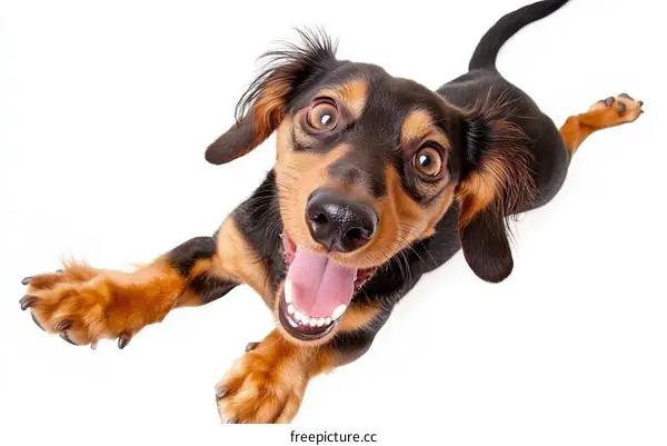 Playful Dachshund Looking Up