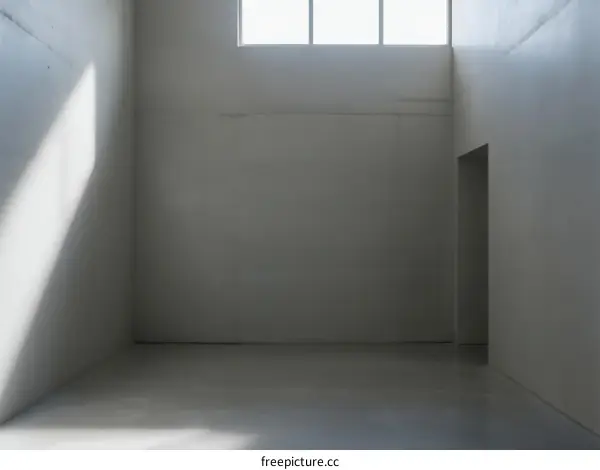 Empty room with plain walls and a small window letting in light