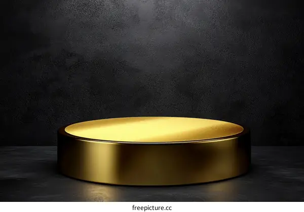 Luxury Golden Round Display Podium on Dark Background