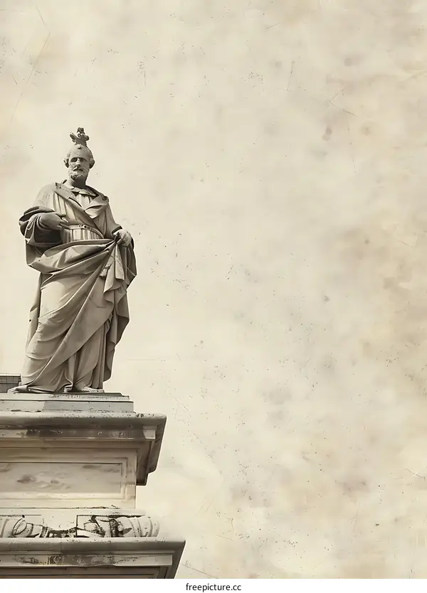 Ancient Stone Statue of a Man With a Crown on His Head