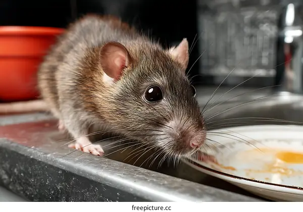 Close-up of a Rat on a Kitchen Counter