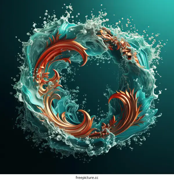 Golden Decorative Element in a Water Vortex