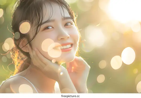 Beautiful Young Asian Woman Smiling in the Sun