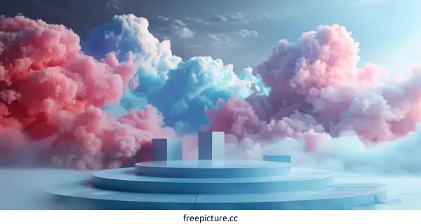 Abstract Cloud Podium Scene Design