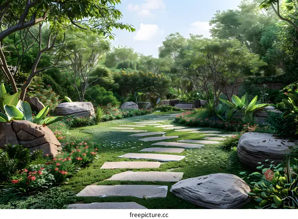 A lush garden path