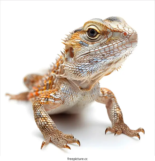 Agama Lizard Isolated on White Background