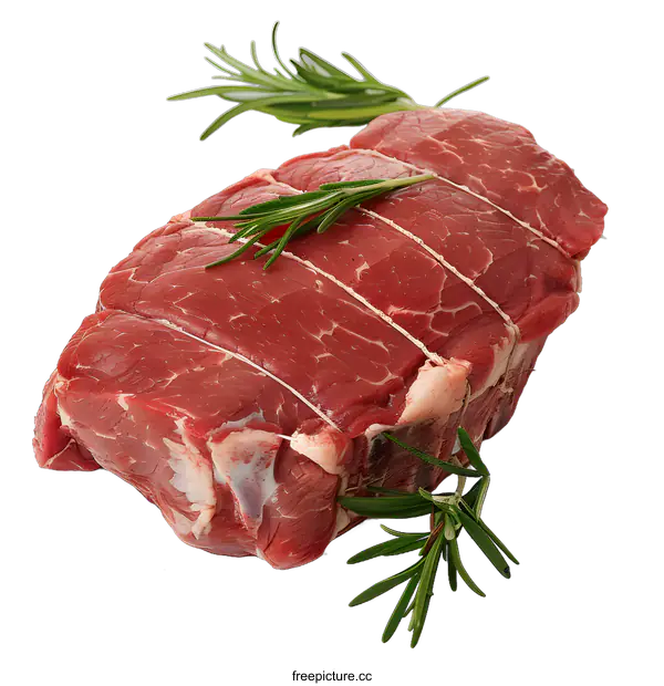 [Transparent Background PNG]Raw Beef Roast With Rosemary