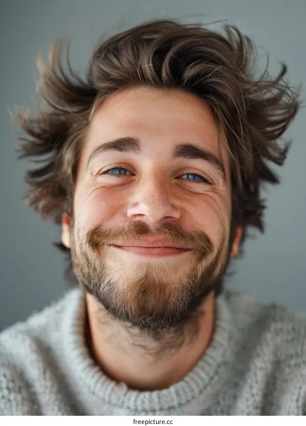 Happy Caucasian Man Close-Up Portrait