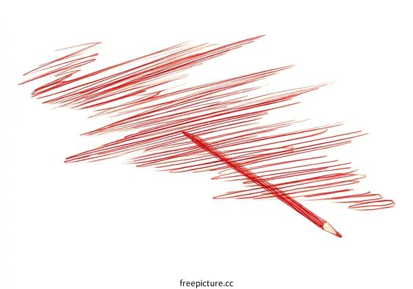 Abstract Red Pencil Stroke Art