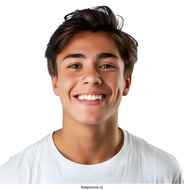 [Transparent Background PNG]Portrait of a Smiling Young Man with Brown Hair