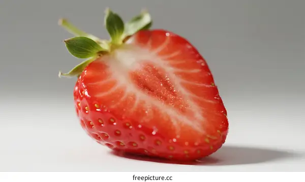 A Fresh and Juicy Red Strawberry Cut in Half