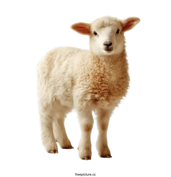 [Transparent Background PNG]Adorable Baby Lamb Portrait Against White Background