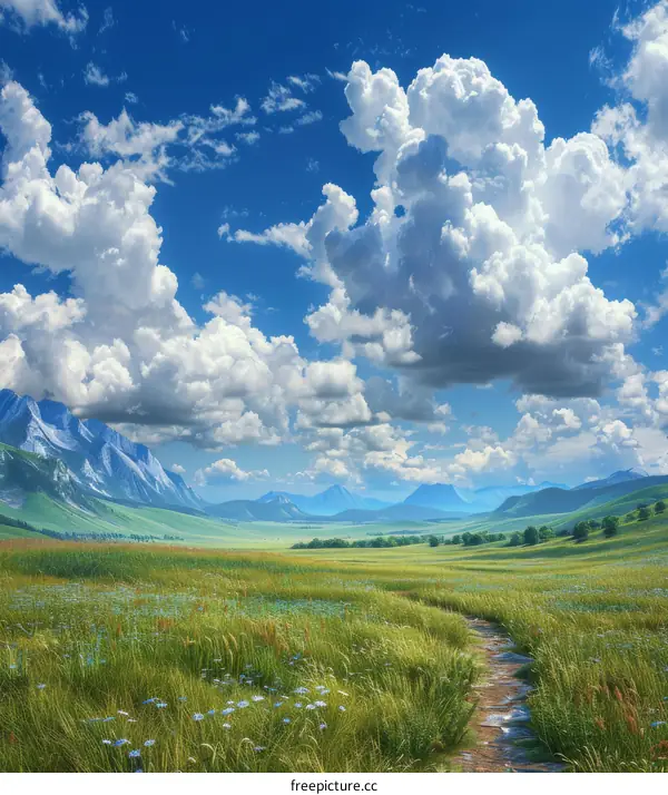 Stunning Rural Landscape with Verdant Mountains and Pristine Waters