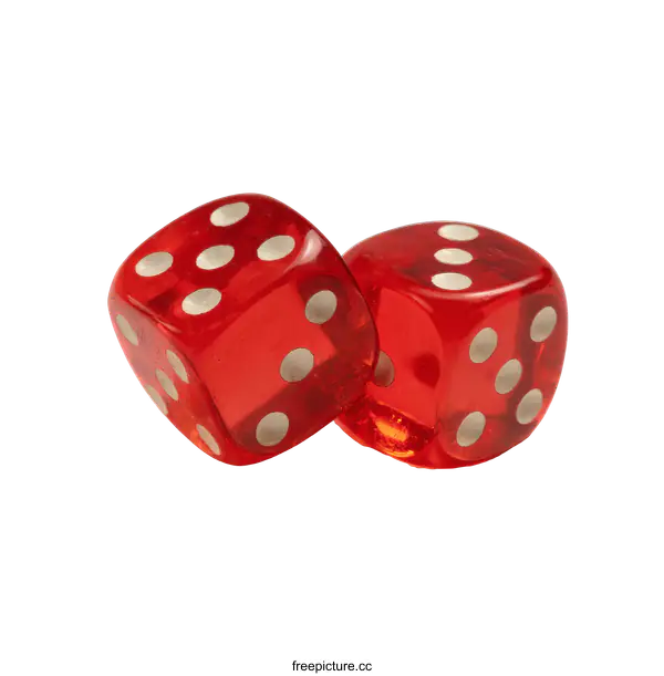 [Transparent Background PNG]Pair of Red Dice on White Background