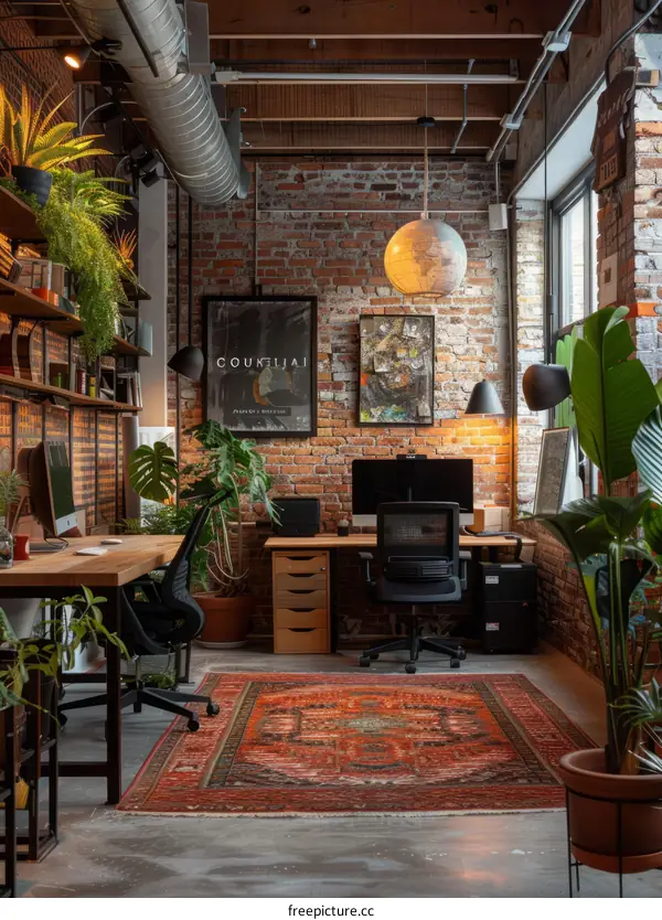 Industrial Chic Workspace with Natural Light