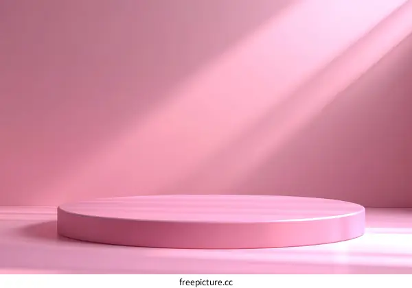 Empty Pink Round Podium Display